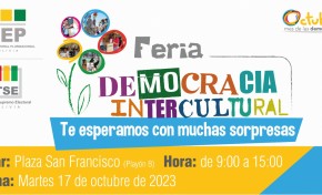 El TSE organiza la Feria de la Democracia Intercultural este 17 de octubre en la plaza San Francisco