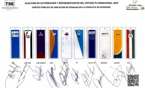 Elecciones Generales 2025: El TSE  sorteó la ubicación de las franjas de organizaciones políticas en la papeleta de sufragio