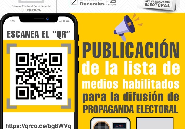 Elecciones Generales 2025: 190 medios están habilitados para difundir propaganda electoral en Chuquisaca