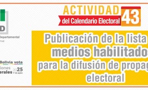 TED Santa Cruz: 298 medios se encuentran habilitados para la difusión de propaganda electoral pagada