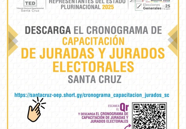 TED Santa Cruz inicia este 6 de agosto la capacitación a juradas y jurados electorales en la ciudad capital
