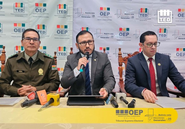 TED Chuquisaca, la Policía y la Fiscalía garantizan trabajo coordinado para las Elecciones Generales 2025