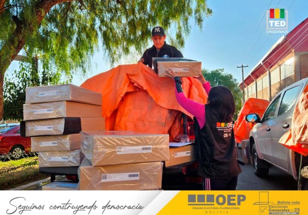 TED Chuquisaca comienza el envío de maletas electorales a las circunscripciones 3, 4 y 5