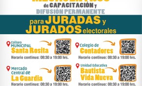 TED Santa Cruz habilita cinco megacentros para reforzar la capacitación de juradas y jurados electorales