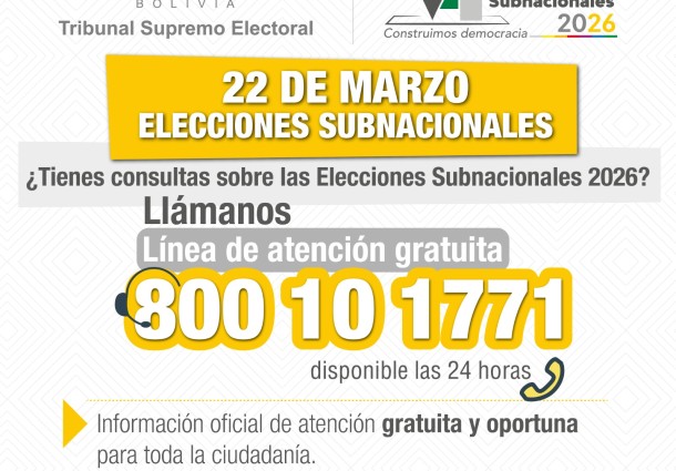 Habilitan línea gratuita de información ciudadana para las Elecciones Subnacionales